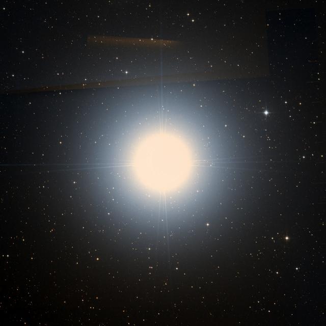 Sky survey frame centred on Achernar, 1.5° across.