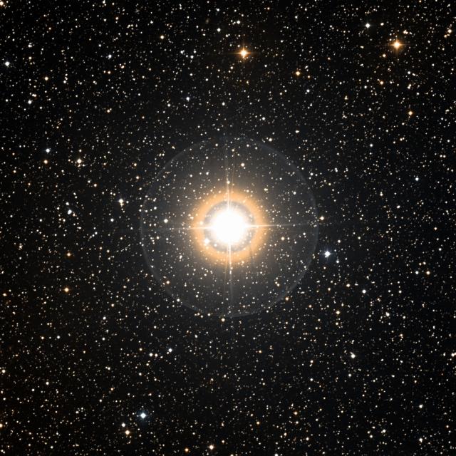 Sky survey frame centred on Achird, 30′ across.