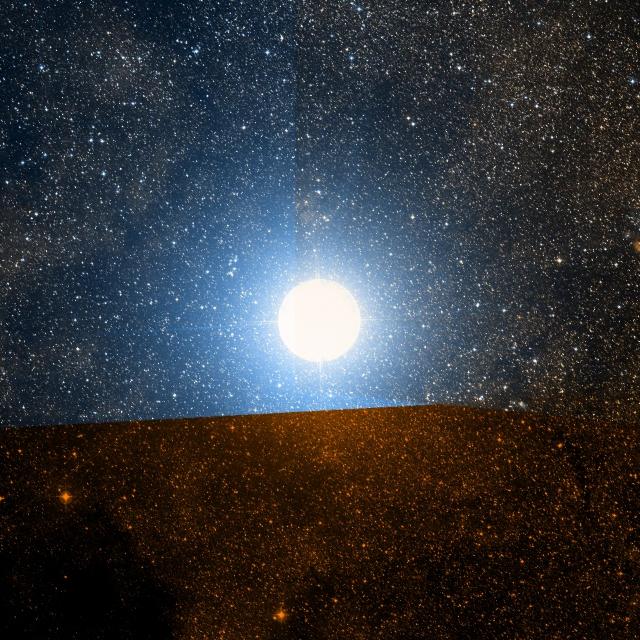 Sky survey frame centred on Acrux, 1.5° across.