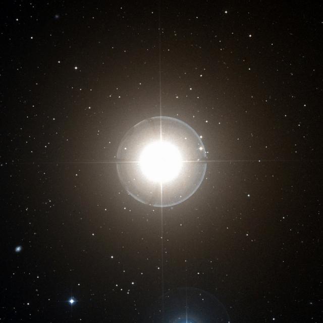 Sky survey frame centred on Algieba, 42′ across.