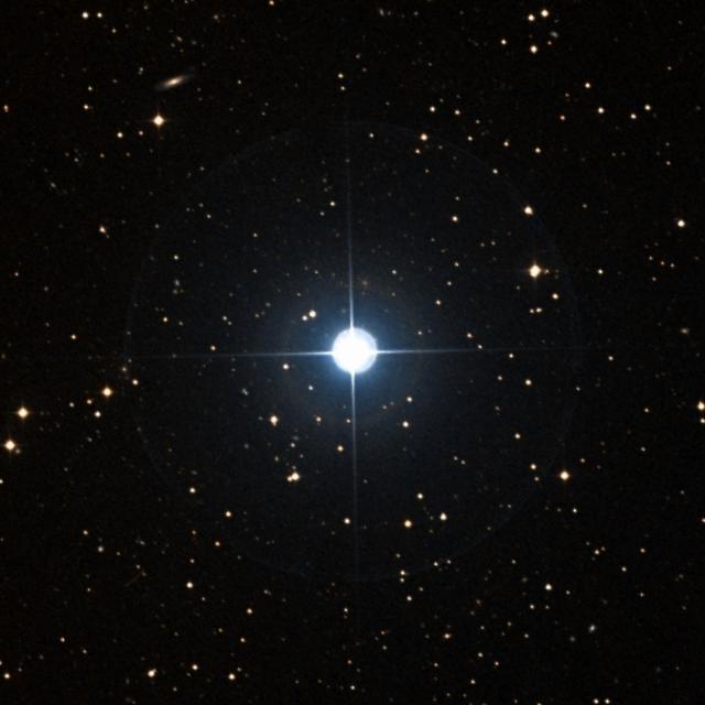 Sky survey frame centred on Alruba, 18′ across.