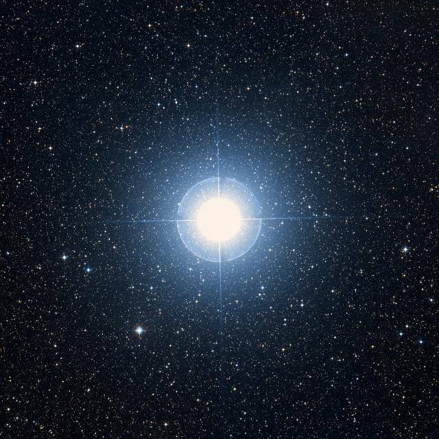 Sky survey frame centred on Alsephina, 1° across.