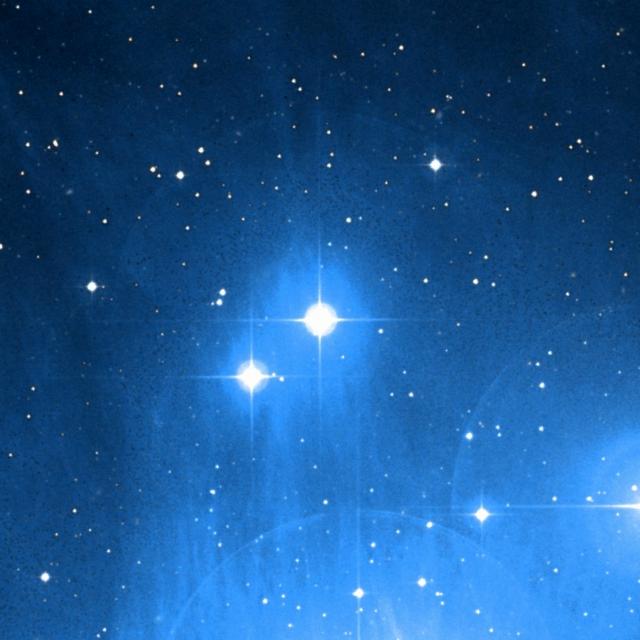 Sky survey frame centred on Asterope, 18′ across.