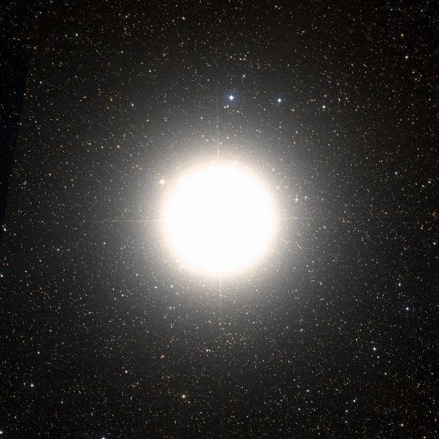 Sky survey frame centred on Capella, 1.5° across.