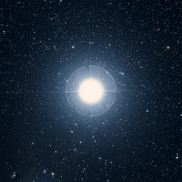 Sky survey frame centred on Caph, 42′ across.