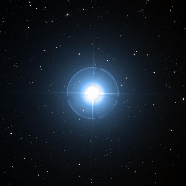 Sky survey frame centred on Cor Caroli, 42′ across.