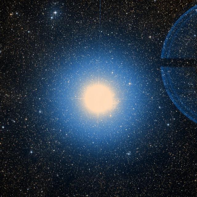 Sky survey frame centred on Hadar, 1.5° across.