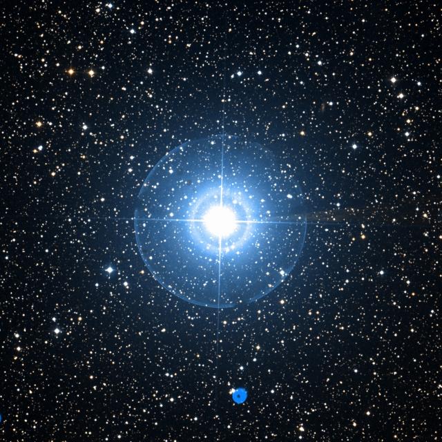 Sky survey frame centred on Haedus, 30′ across.