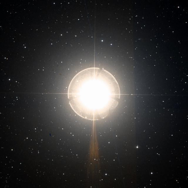 Sky survey frame centred on Hamal, 42′ across.
