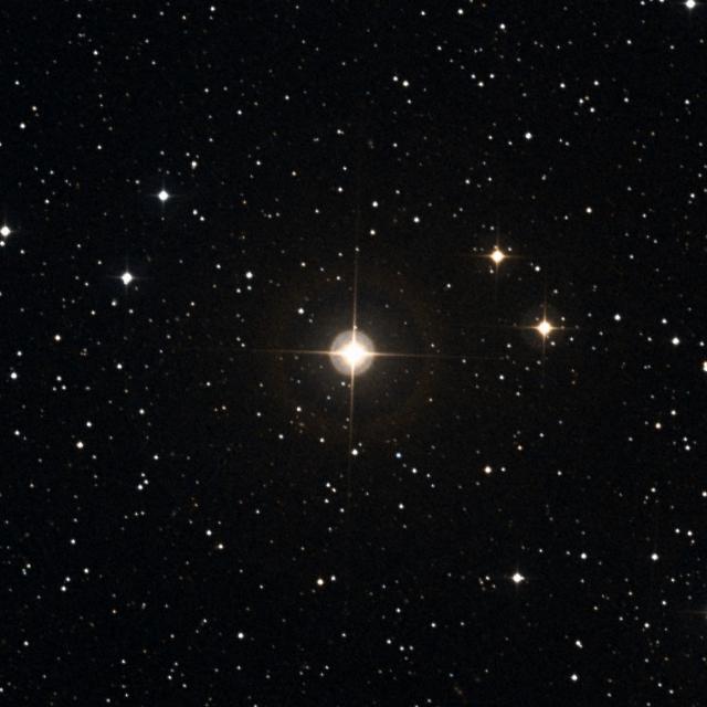 Sky survey frame centred on Mago, 18′ across.