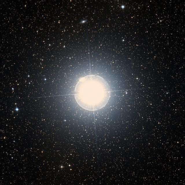 Sky survey frame centred on Miaplacidus, 1° across.