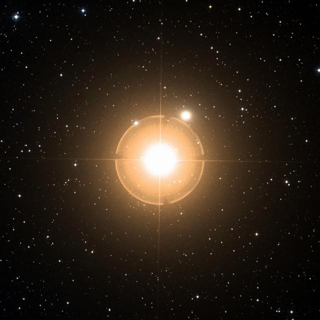 Sky survey frame centred on Mirach, 42′ across.