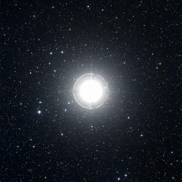 Sky survey frame centred on Mirfak, 1° across.