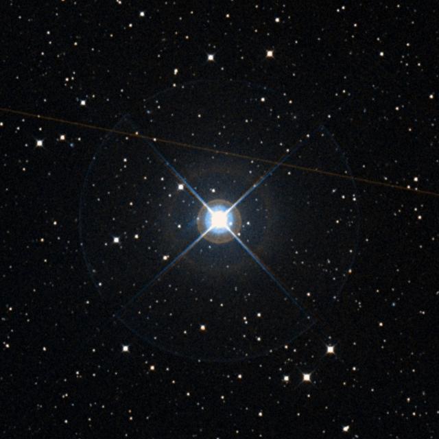 Sky survey frame centred on Polaris Australis, 18′ across.