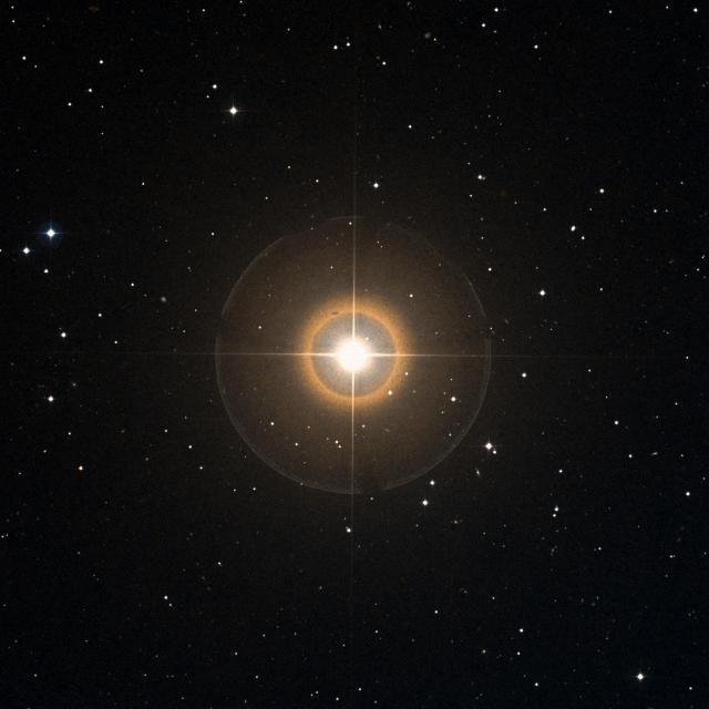 Sky survey frame centred on Rasalas, 30′ across.