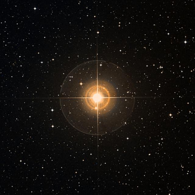 Sky survey frame centred on Zubenelhakrabi, 30′ across.